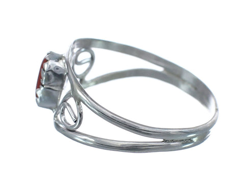 Native American Coral Genuine Sterling Silver Ring Size 7-1/4 AX126385